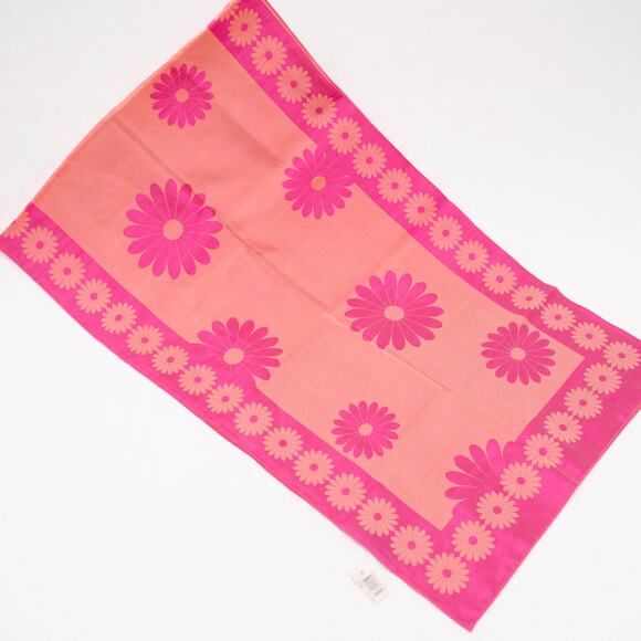 Jill Stuart Pink Tonal Daisy 100% Silk Rectangular Scarf - Picture 3 of 8